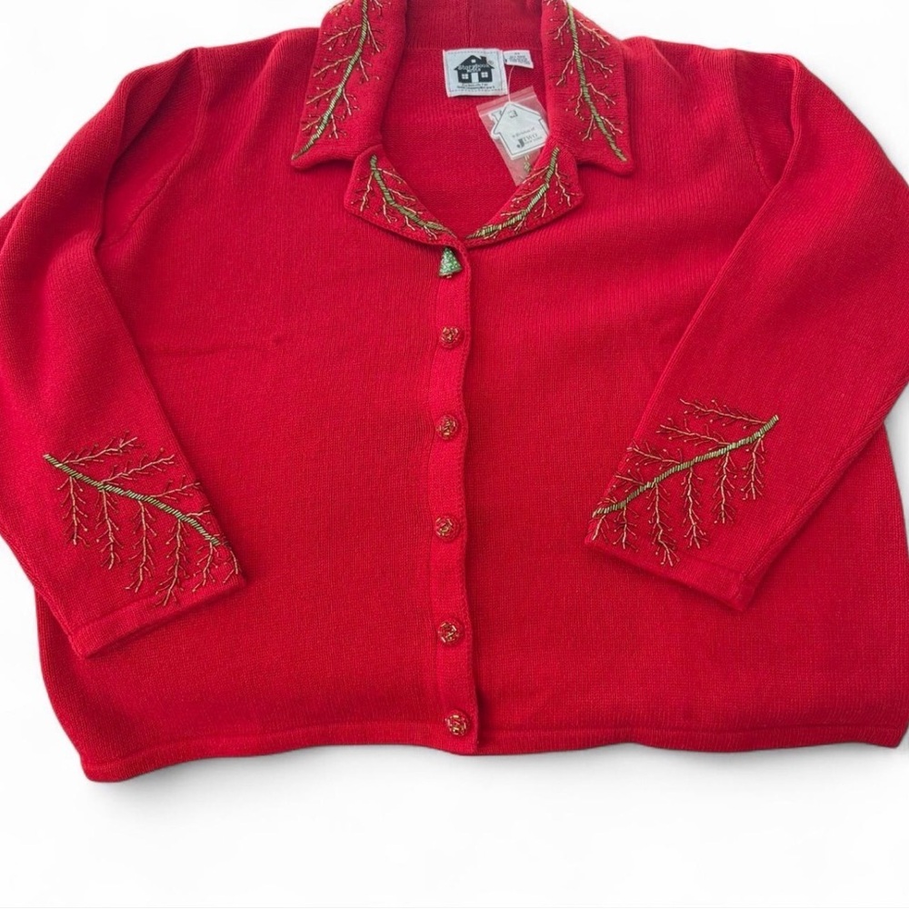 Storybook Knits Beaded Christmas Cardigan NWT (2X)